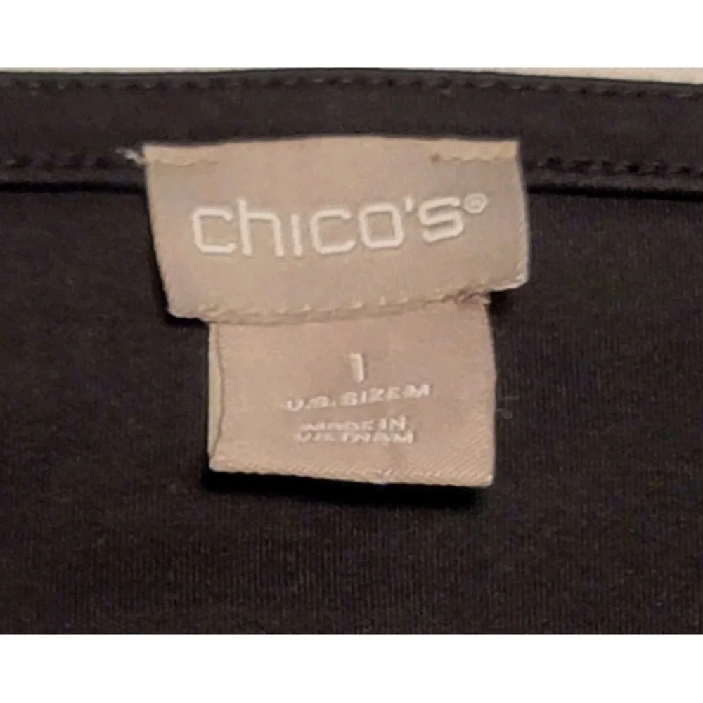 Chico's Size 1 Medium Black 100% Cotton T-Shirt Short Sleeve Crew Neck Casual - Picture 6 of 8
